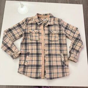 O'Neill Women's Peach and Gray Checkered Button-Down Shirt